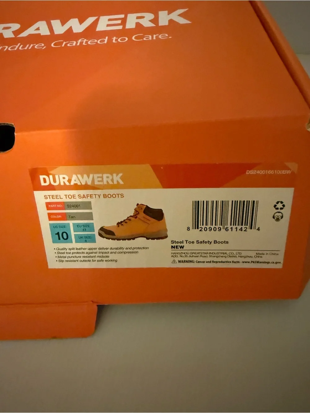 Men's Tan Work Boots - Durable Outdoor Safety Shoe